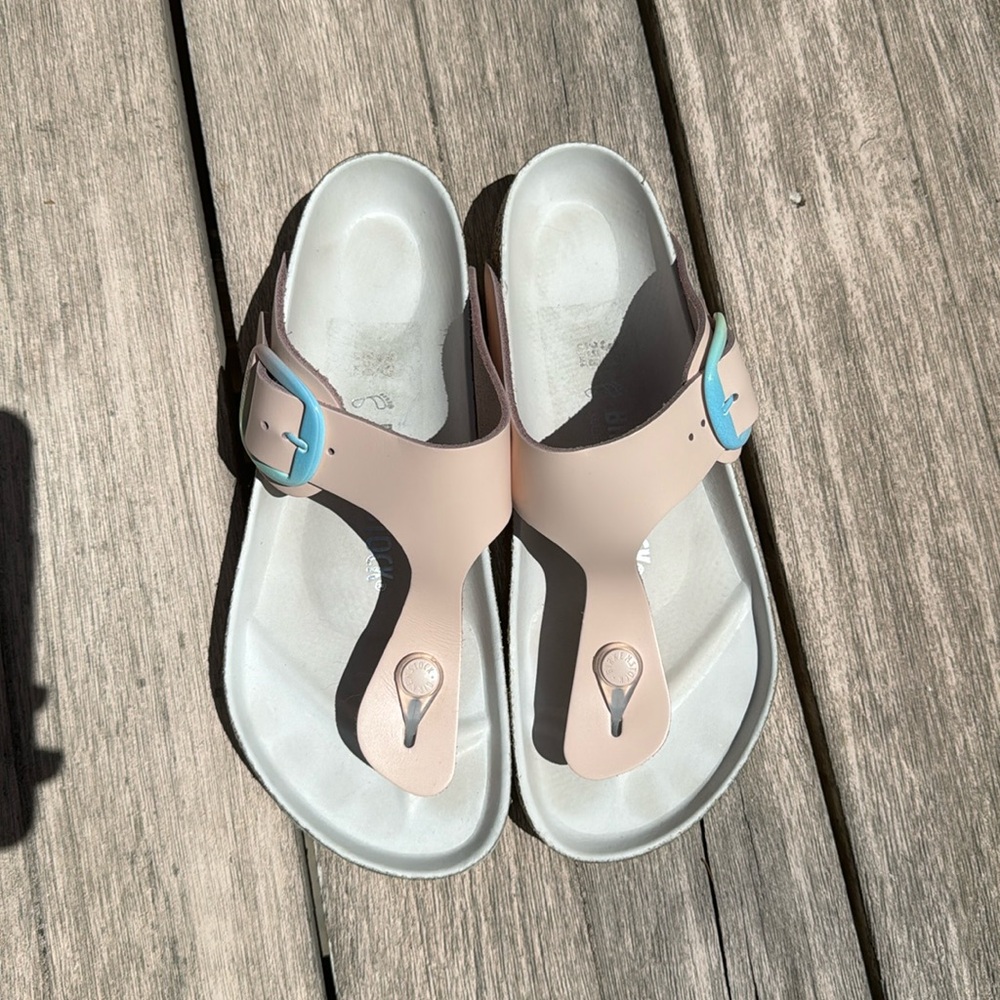 Birkenstock Gizeh Big Buckle Ombre Light Rose Leather Thong Sandals 39 8.5